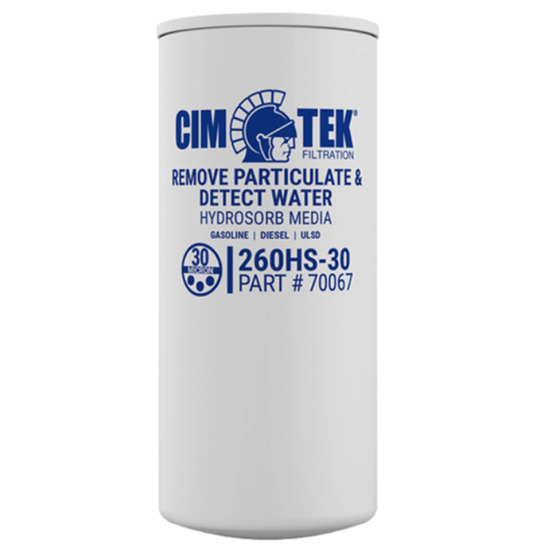 Cim-Tek Hydrosorb 70067 drivstoffilter med 30 mikron filtrering, fjerner partikler og vann fra diesel, bensin og biodrivstoff.