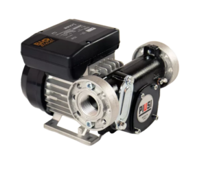 PIUSI Panther AC Bio selvansugende rotasjonsvingepumpe med innebygd bypass-ventil og integrert filter, designet for effektiv overføring av biodiesel opptil B100 med en kapasitet på 72 liter per minutt.